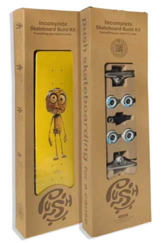 PUSH Plywood Guy 7.25" FP Incomplete Skateboard built kit yellow